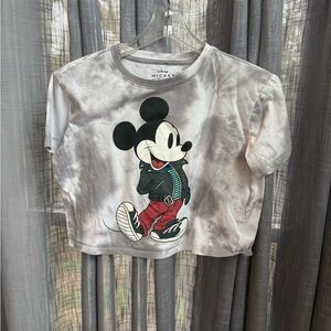 Disney Mickey Mouse women’s ' Cropped Graphic Tee White Red S crop top shirt
